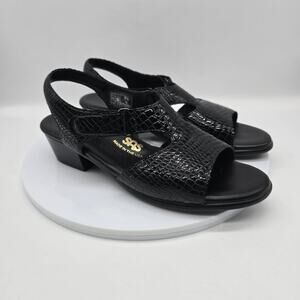 SAS Suntimer-C Patent Croc Leather Slingback Sandals Shoes Black Size 8.5 Narrow
